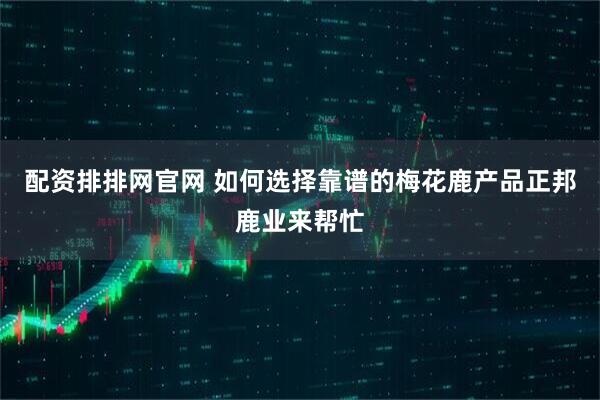 配资排排网官网 如何选择靠谱的梅花鹿产品正邦鹿业来帮忙